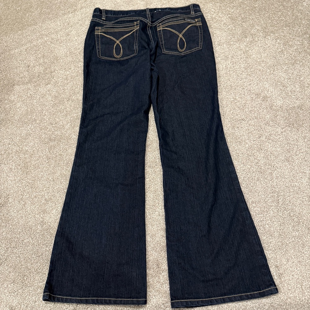 Calvin Klein Jeans Women’s 12 Blue Flare Leg Cotton Mid Rise Stretch Retro Y2K